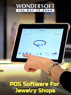 A representative at a jewelry shop using the POS software for their business.