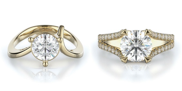 Closeup Diamond Ring Jewelry On White Background.