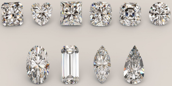 Most Popular Diamond Cuts And Shapes Isolated On White Background.